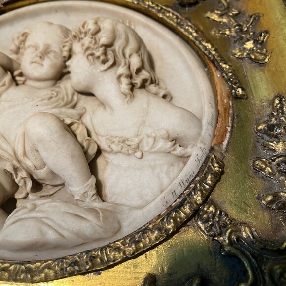 Antique Edward William Wyon marble relief plaque The Calmady Children - Picture 5 of 7